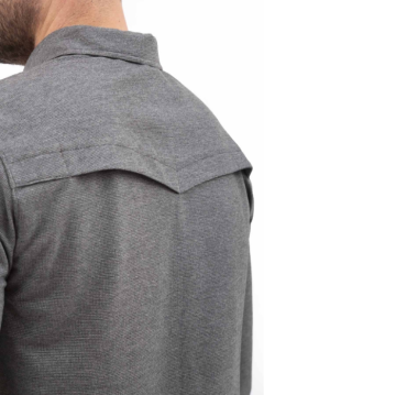 VAV Tlac-04 Polo Yaka Uzun Kol Tişört Gri S