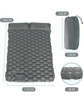 WINDCAMP Şişme Yatak Çift Kişilik - Kendinden Pompalı - Gri