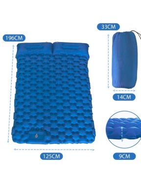 WINDCAMP Şişme Yatak Çift Kişilik - Kendinden Pompalı - Mavi