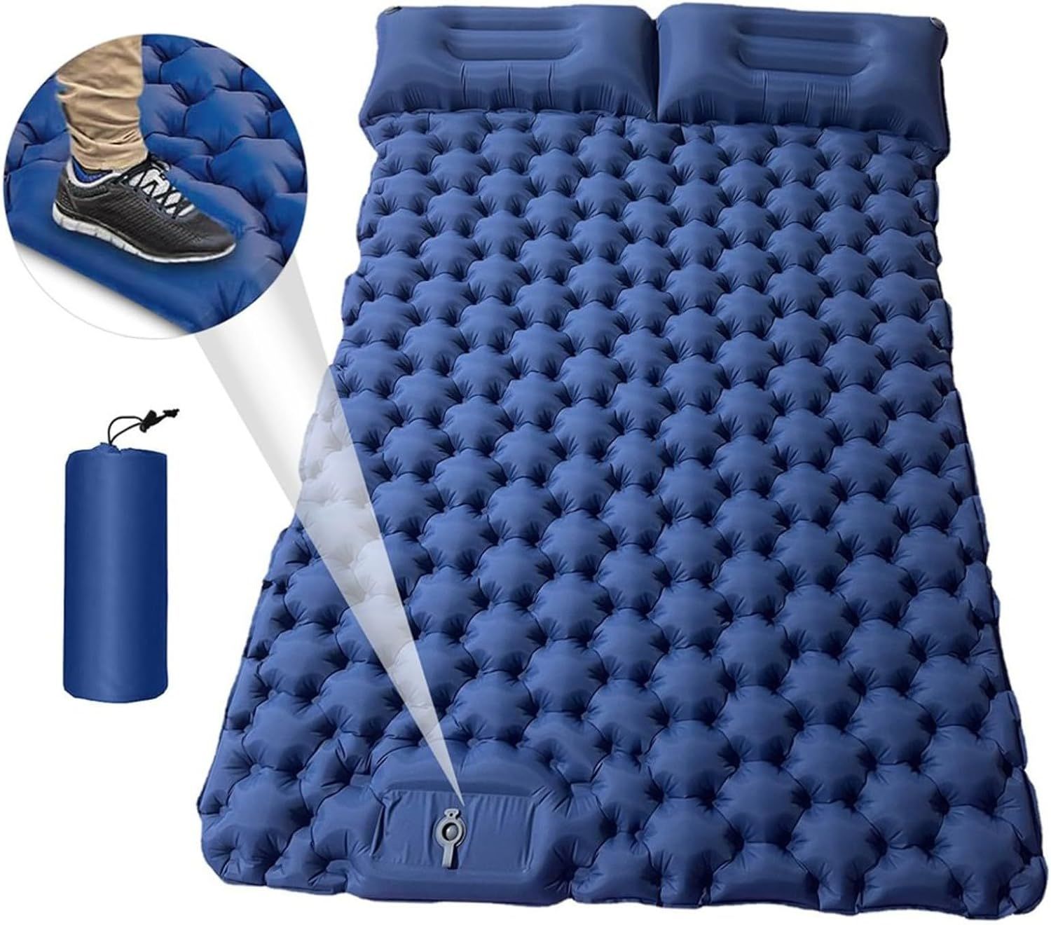 WINDCAMP Şişme Yatak Çift Kişilik - Kendinden Pompalı - Mavi