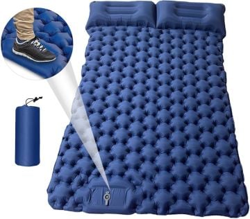 WINDCAMP Şişme Yatak Çift Kişilik - Kendinden Pompalı - Mavi