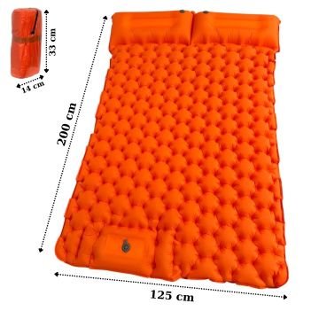 WINDCAMP Şişme Yatak Çift Kişilik - Kendinden Pompalı - Turuncu